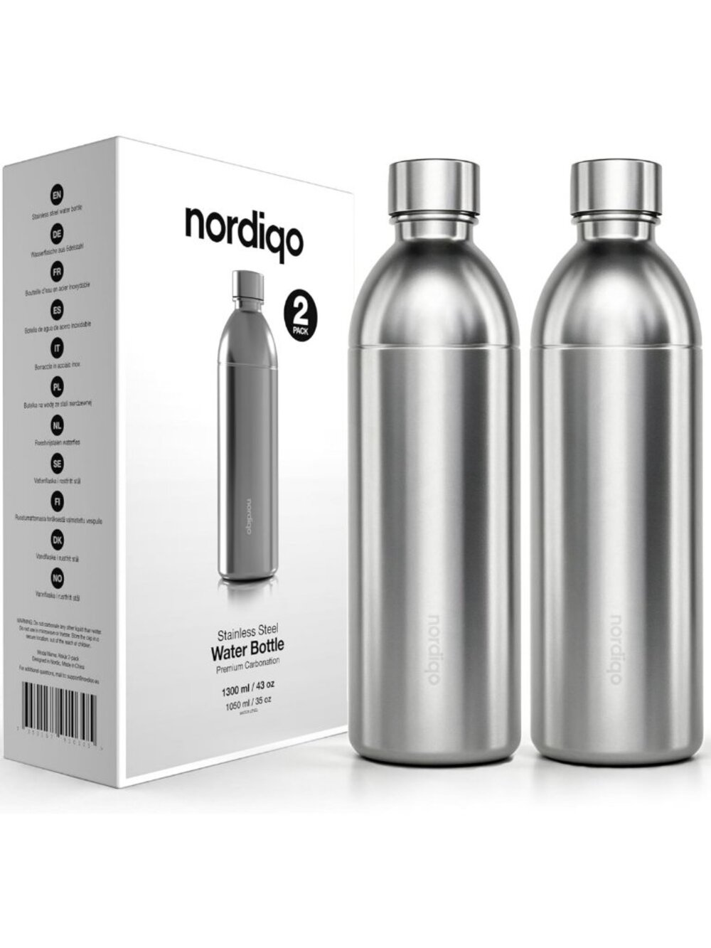 43 fl oz Stainless Steel Water Bottle for Carbonators & Home Beverage Makers